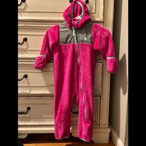 THE NORTH FACE CHIMBORAZA ONE PIECE FLEECE INFANT-pink, gray and teal